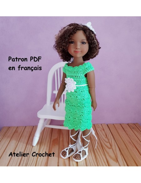Robe, chapeau et chaussures patron PDF de crochet pour poupée Ruby Red Fashion Friends