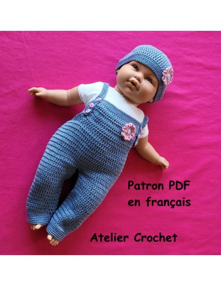 Salopette et bonnet patron PDF de crochet pour bébé