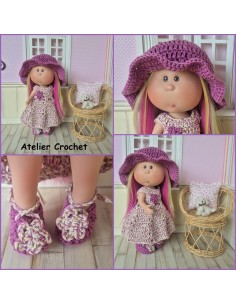 Ensemble robe, chapeau et chaussures au crochet pour poupée Little Mia Nines d'Onil 2