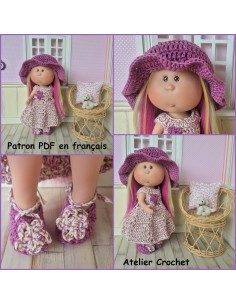 Robe, chapeau et chaussures patron PDF de crochet pour poupée Little Mia Nines d'Onil