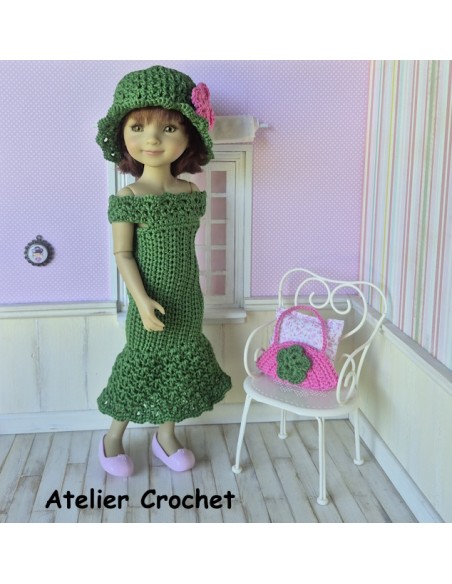Ensemble robe, chapeau et sac au crochet pour poupée Ruby Red Fashion Friends