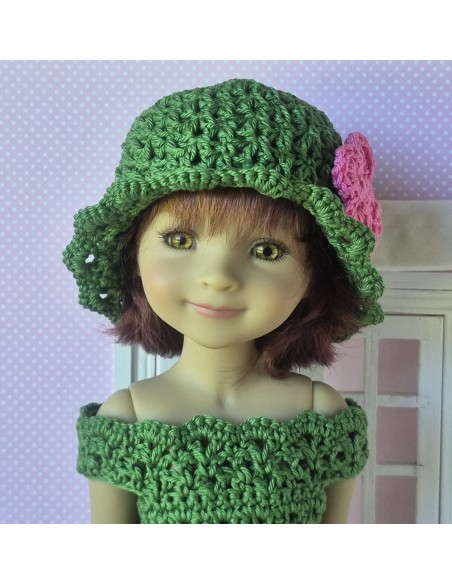 Ensemble robe, chapeau et sac au crochet pour poupée Ruby Red
