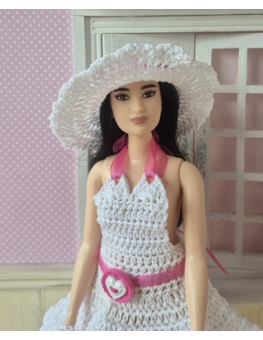robe, sac et chapeau au crochet pour poupée Barbie Curvy