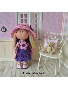 Ensemble robe, ceinture, chapeau et sac au crochet pour poupée Little Mia Nines d'Onil
