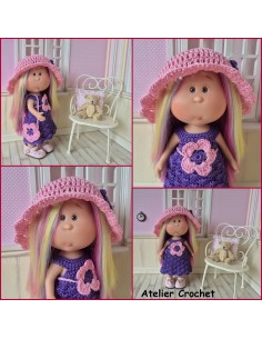 Ensemble robe, ceinture, chapeau et sac au crochet pour poupée Little Mia Nines d'Onil 2
