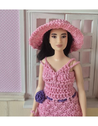 robe, sac et chapeau au crochet pour poupée Barbie Curvy