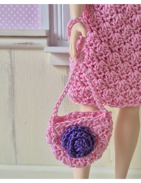 robe, sac et chapeau au crochet pour poupée Barbie Curvy