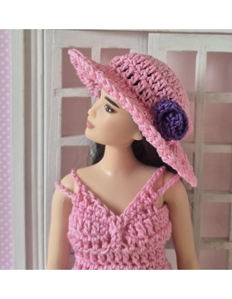 robe, sac et chapeau au crochet pour poupée Barbie Curvy