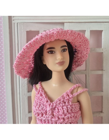 robe, sac et chapeau au crochet pour poupée Barbie Curvy