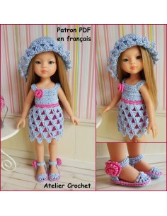 Robe, chapeau et chaussures patron PDF de crochet pour poupée Paola Reina Las Amigas
