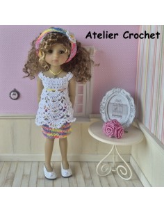 Ensemble tunique, jupe et bandeau au crochet pour poupée Ruby Red Fashion Friends