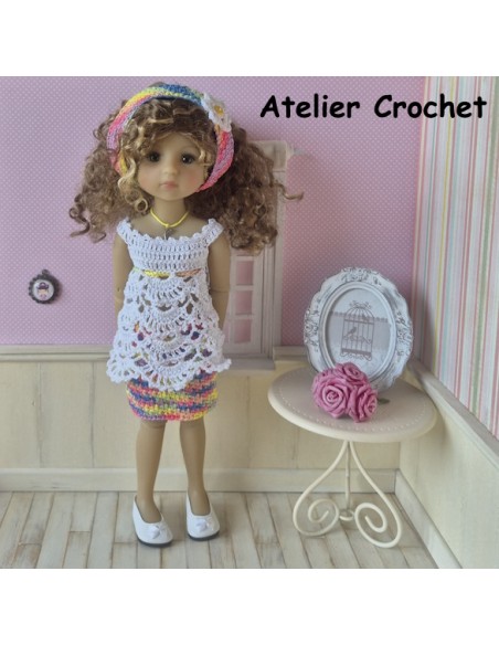 Ensemble tunique, jupe et bandeau au crochet pour poupée Ruby Red Fashion Friends