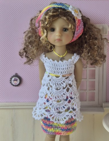 Ensemble tunique, jupe et bandeau au crochet pour poupée Ruby Red Fashion Friends