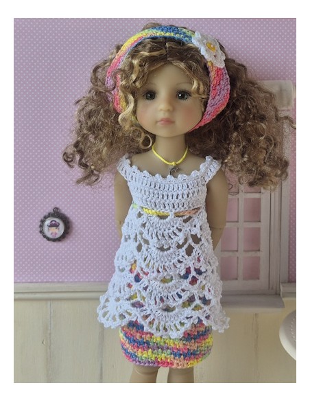 Ensemble tunique, jupe et bandeau au crochet pour poupée Ruby Red Fashion Friends