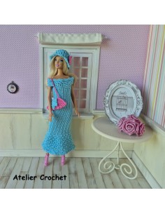 robe, sac et chapeau au crochet pour poupée Barbie