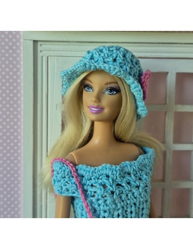 robe, sac et chapeau au crochet pour poupée Barbie