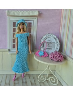 robe, sac et chapeau au crochet pour poupée Barbie 2