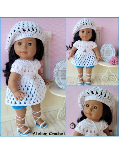 Short, tunique, béret et chaussures patron PDF de crochet pour poupée Ma Corolle 36cm