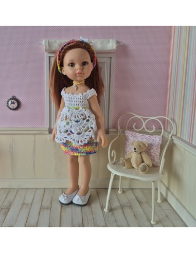 Ensemble tunique, jupe et bandeau au crochet pour poupée Paola Reina Las Amigas