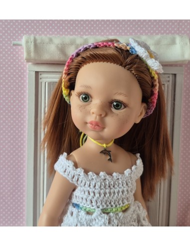 Ensemble tunique, jupe et bandeau au crochet pour poupée Paola Reina Las Amigas