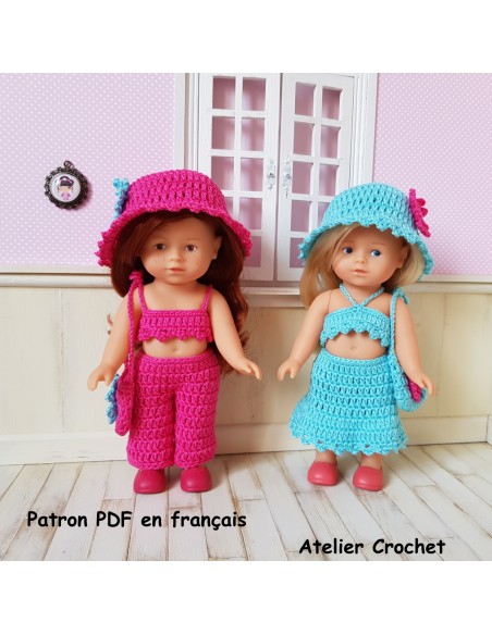 Patron PDF de crochet duo de tenues pour poupées mini corolline