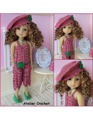 Combinaison, ceinture, béret et chaussures patron PDF de crochet pour poupée Fashion Friends