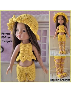 Top, short, chapeau et chaussures patron PDF de crochet pour poupée Paola Reina Las Amigas