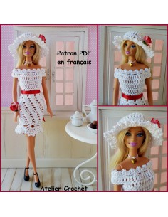 Robe et chapeau patron PDF de crochet pour poupée Barbie