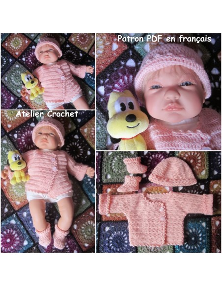 Gilet, bonnet et chaussons patron PDF de crochet pour bébé