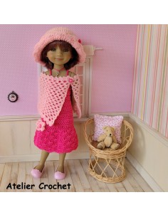 Robe, étole et chapeau au crochet pour poupée Ruby Red Fashion Friends