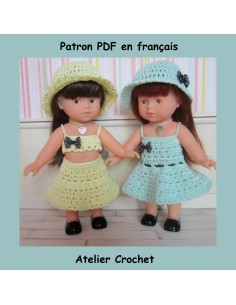 Patron PDF de crochet duo de tenues pour poupées mini corolline