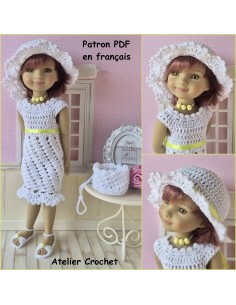 Robe, chapeau, chaussures et sac patron PDF de crochet pour poupée Ruby Red Fashion Friends