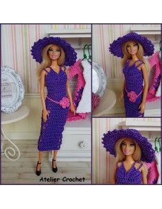 Robe et chapeau patron PDF de crochet pour poupée Barbie 2