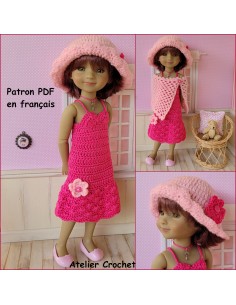 Robe, étole et chapeau patron PDF de crochet pour poupée Ruby Red Fashion Friends