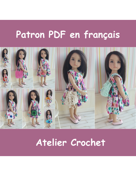 Patron PDF de 10 sacs au crochet pour poupées de 32-34cm