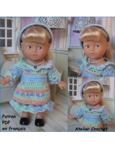 Robe, ceinture et bandeau patron PDF de crochet pour poupées mini corolline