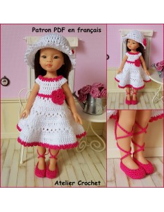 Robe, chapeau et chaussures patron PDF de crochet pour poupée Paola Reina Las Amigas