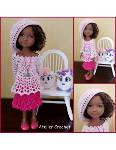 Tunique, jupe et béret patron PDF de crochet pour poupée Ruby Red Fashion Friends 2