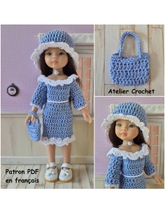 Robe, chapeau et sac patron PDF de crochet pour poupée Paola Reina Las Amigas