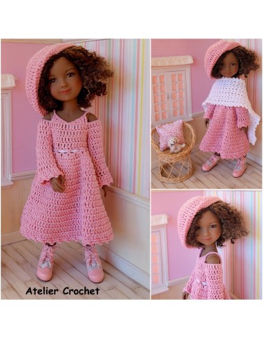 Patron PDF d'un ensemble d'hiver au crochet pour poupée Ruby Red Fashion Friends