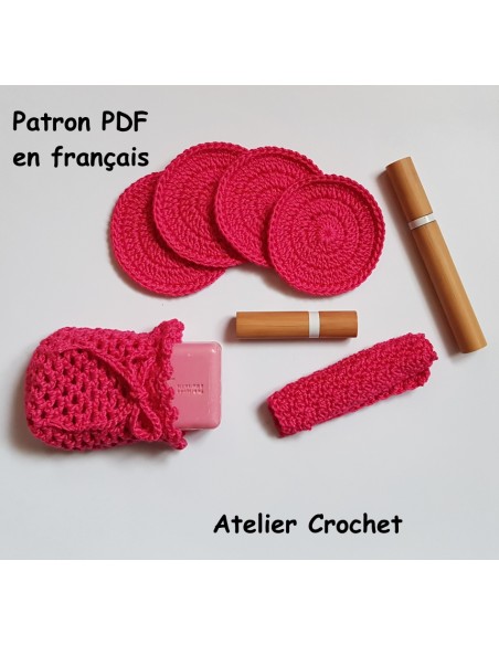Patron PDF d'un ensemble Zéro Déchet au crochet pour la salle de bain