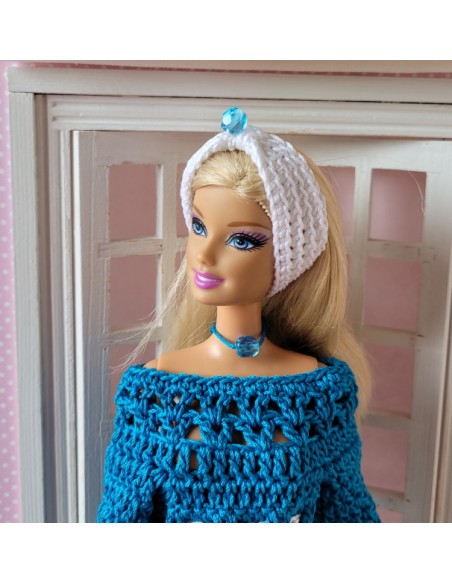Ensemble tunique, pantalon et bandeau au crochet pour poupée Barbie