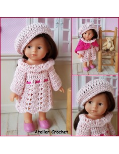 Robe, béret et châle patron PDF de crochet pour poupée Mini Corolline 2