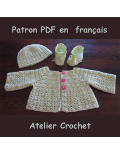 Gilet, bonnet et chaussons patron PDF de crochet pour bébé