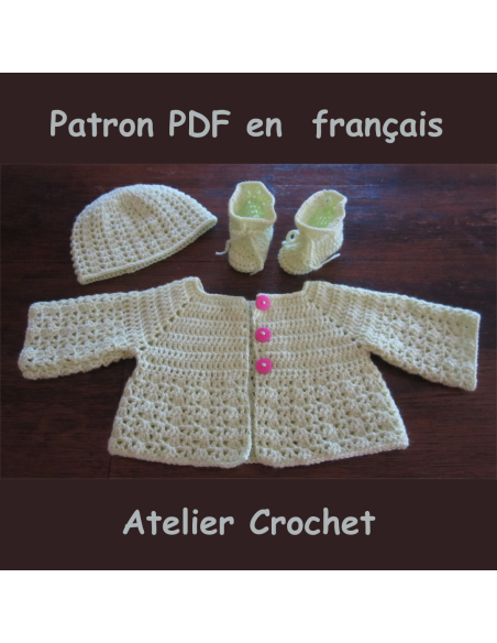 Gilet, bonnet et chaussons patron PDF de crochet pour bébé