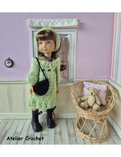 ensemble robe, bandeau et sac au crochet pour poupée Ruby Red Siblies