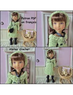 Robe, bandeau et sac patron PDF de crochet pour poupée Ruby Red Siblies