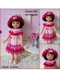 Robe et chapeau patron PDF d'une tenue de Saint Valention au crochet pour Paola Reina Las Amigas