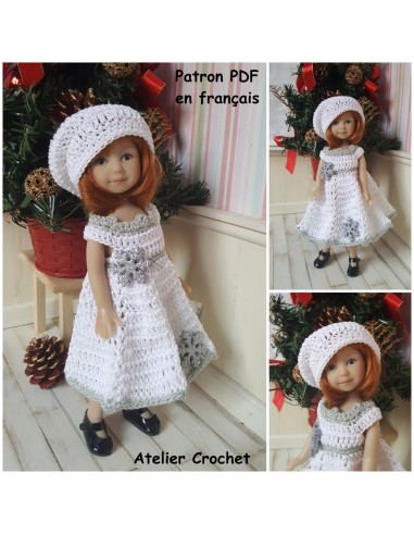 Robe et béret patron PDF de crochet pour poupée Heartstring Doll