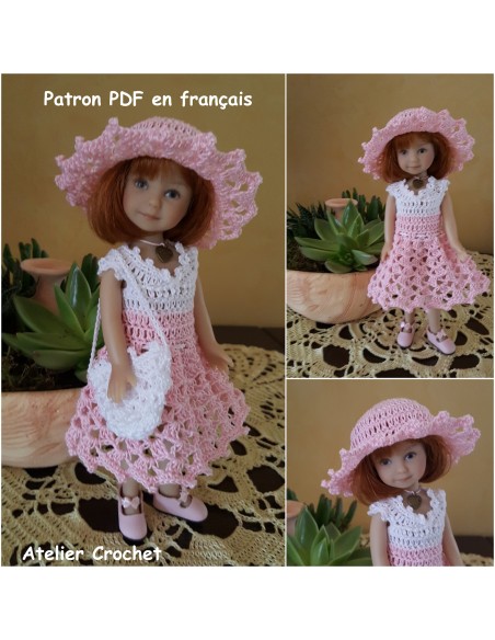 robe, chapeau et sac patron PDF de crochet pour poupée Heartstring doll